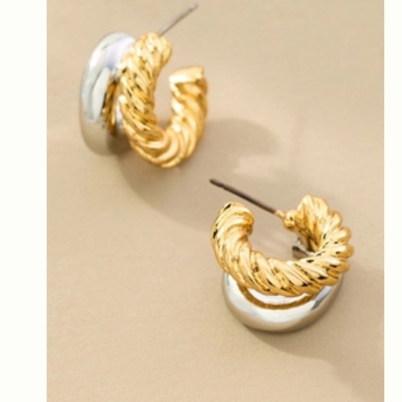 Anthropologie Jewelry - Anthropologie Gold and Silver Braided Earrings